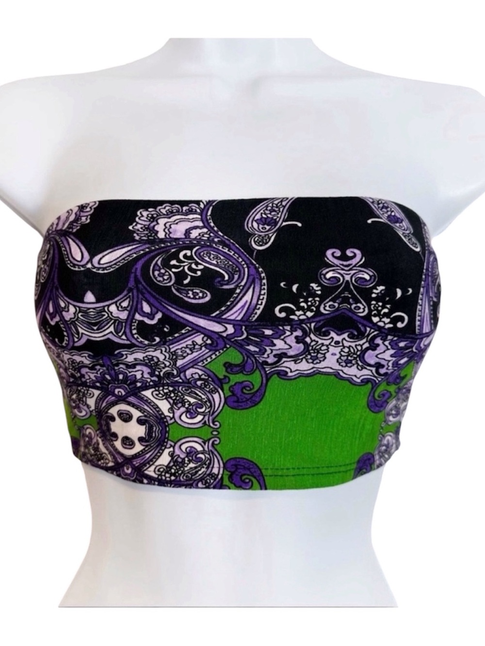 Jade Purple & Green Bohemian Bandeau Top
